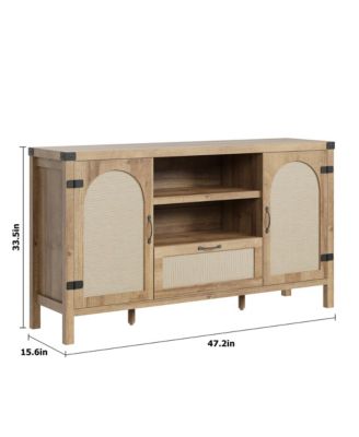 47.2" Rattan Sideboard Buffet Cabinet with Storage, Farmhouse Kitchen Buffet Cabinet with Drawer