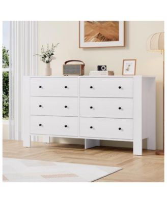 6-Drawer Wood Modern Wide Storage Dresser