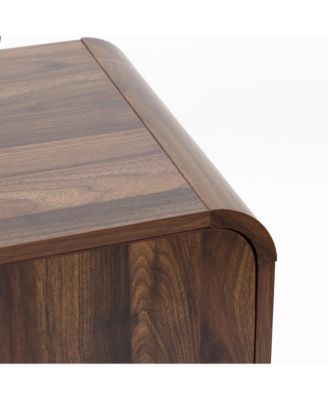 Mid-Century Walnut Finish 2-Door 1-Drawer TV Console, Engineered Wood Entertainment Stand with Storage