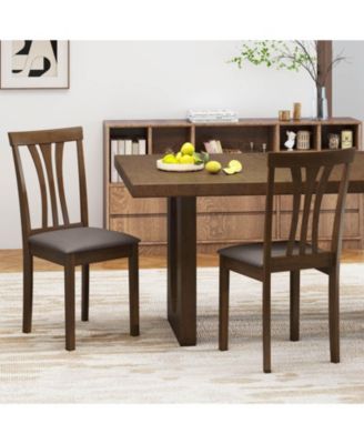 Dining Chairs Set of 2 Linen Fabric Dining Room Chairs with Hollowed Backrests