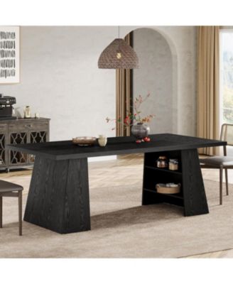 Black Rectangular Dining Table for 4-6 People – Modern Wooden Kitchen Table