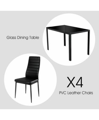 5 Piece Kitchen Dining Set Glass Metal Table 30" and 4 Chairs Breakfast Furniture