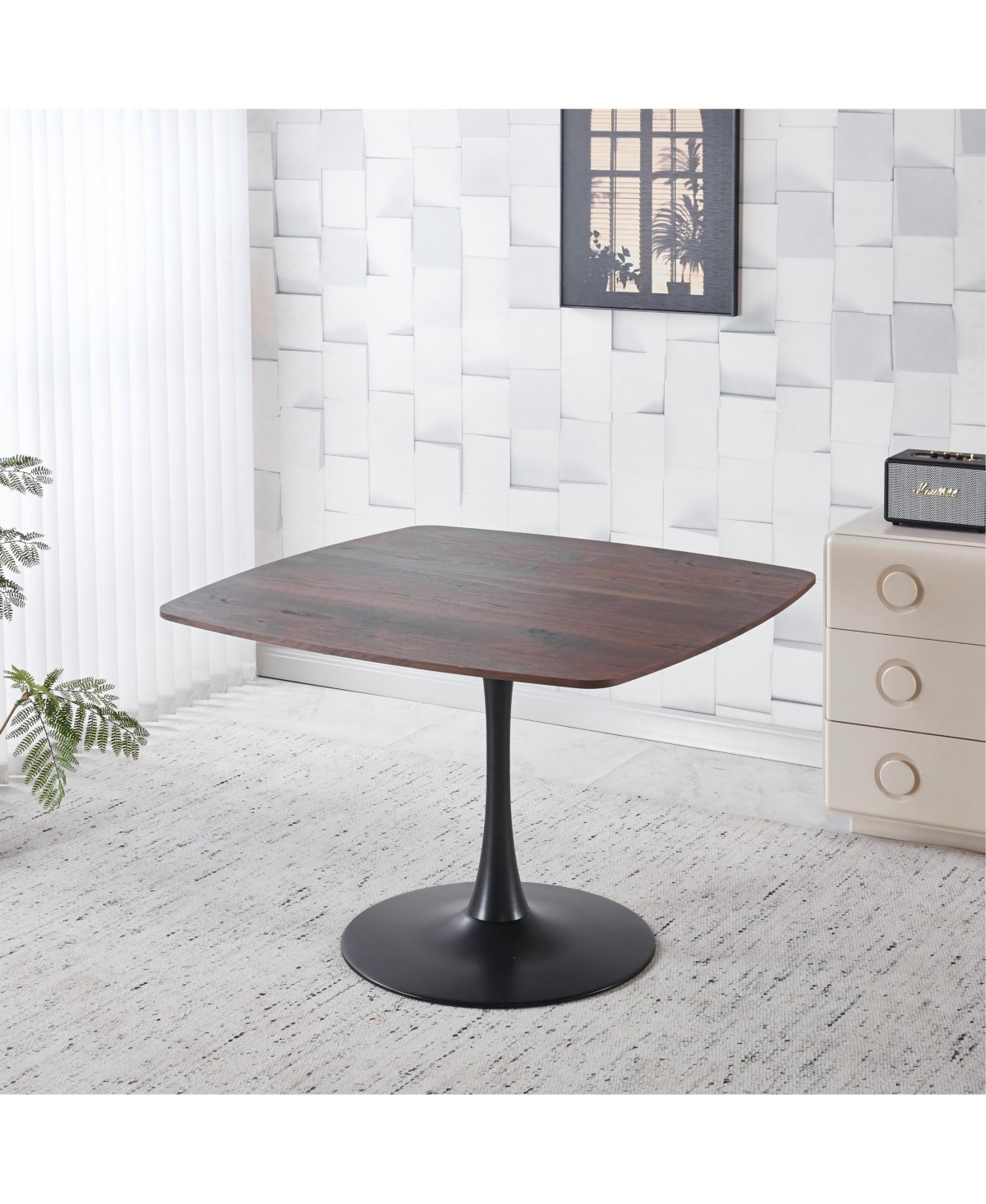 Boyel Living 42 Inch Square Dining Table for 4-6 Person, Modern Table with Sturdy Metal Pedestal Base