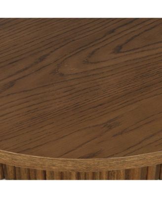 40" Round Mid-Century Modern Fluted Pedestal Base Coffee Table