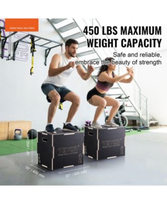 SUGFIT 3-in-1 Plyo Jump Box 20/18/16" Wooden Agility Training Box