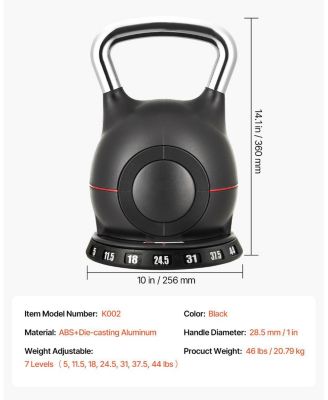 SUGFIT Adjustable Kettlebell 5–44 LB 7-Level Weight Training Kettlebell