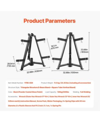 SUGFIT Weight Plate Rack 300 LB Capacity 2-Inch Plate Tree Storage Stand