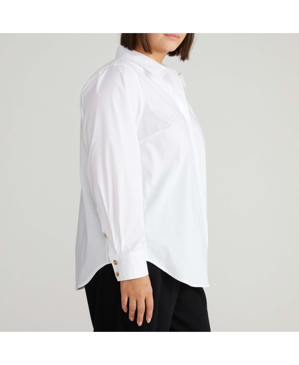 Universal Standard Plus Size Elbe Stretch Poplin Shirt Classic Fit