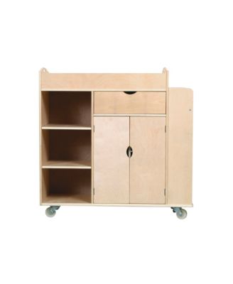 Guidecraft Art Activity Cart - Rolling Wooden Storage Cabinet and Shelves with Caster Wheels Arts and Crafts Supply Classroom Furniture