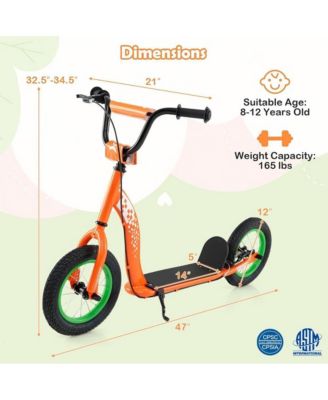 Youth Kick Scooter with Adjustable Height and Inflatable Wheels