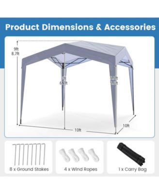 10' x 10' Outdoor Pop-Up Canopy Tent with Higher Top, Roller Bag & Adjustable Height