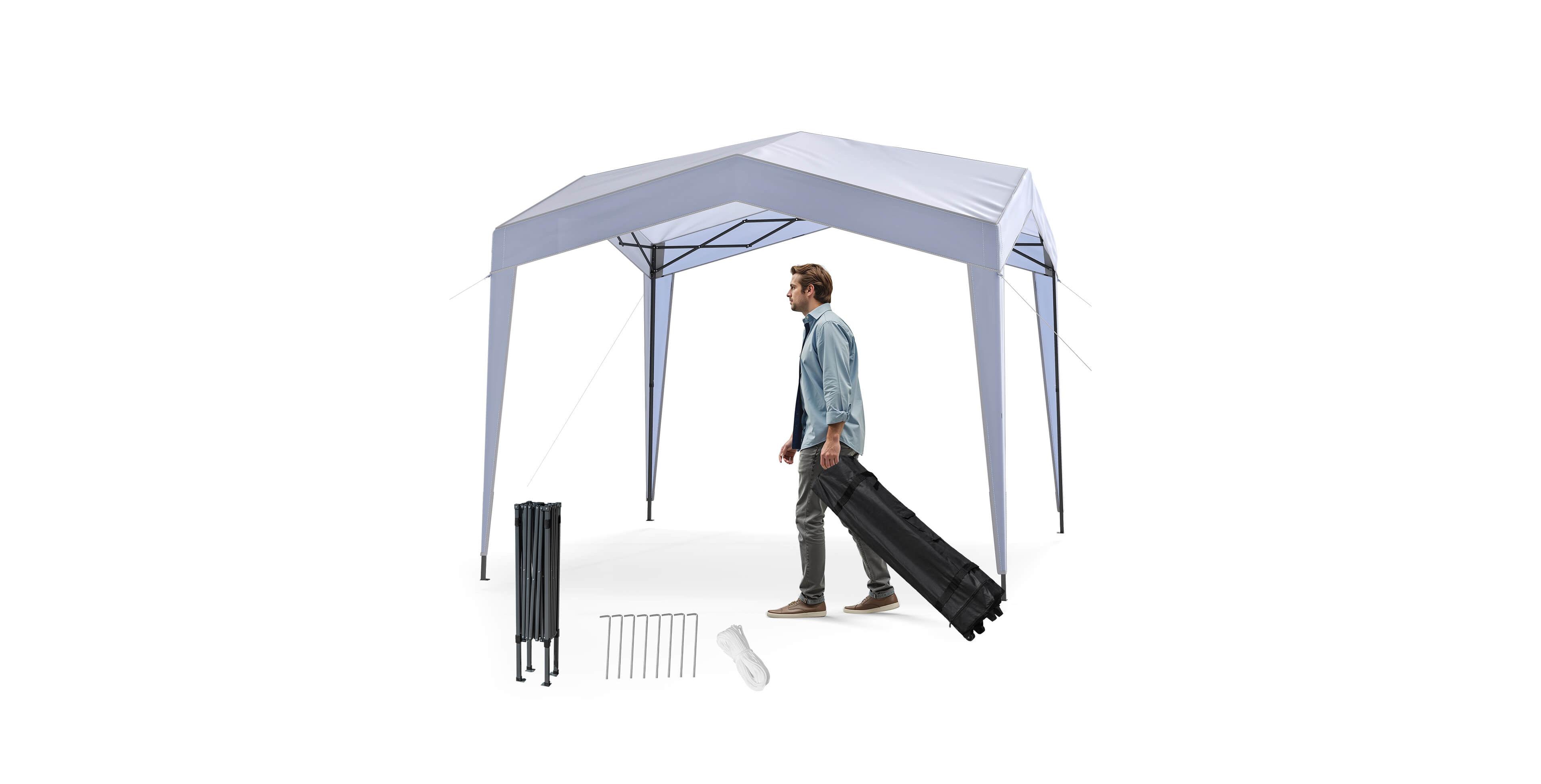 Costway 10' x 10' Outdoor Pop-Up Canopy Tent with Higher Top, Roller Bag & Adjustable Height