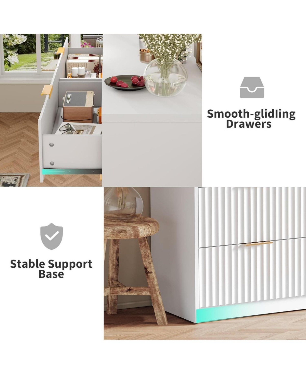 gaomon Drawer Dresser for Bedroom Storage, Modern Dressers & Chests of Drawers with Fluted Front