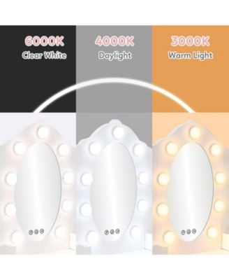 Kids Vanity with Lighted Mirror, Little Girls Vanity Table & Stool, Kids Makeup with Tri-Fold Mirror, Drawer & Storage Grid for 3-9 Yrs Girls