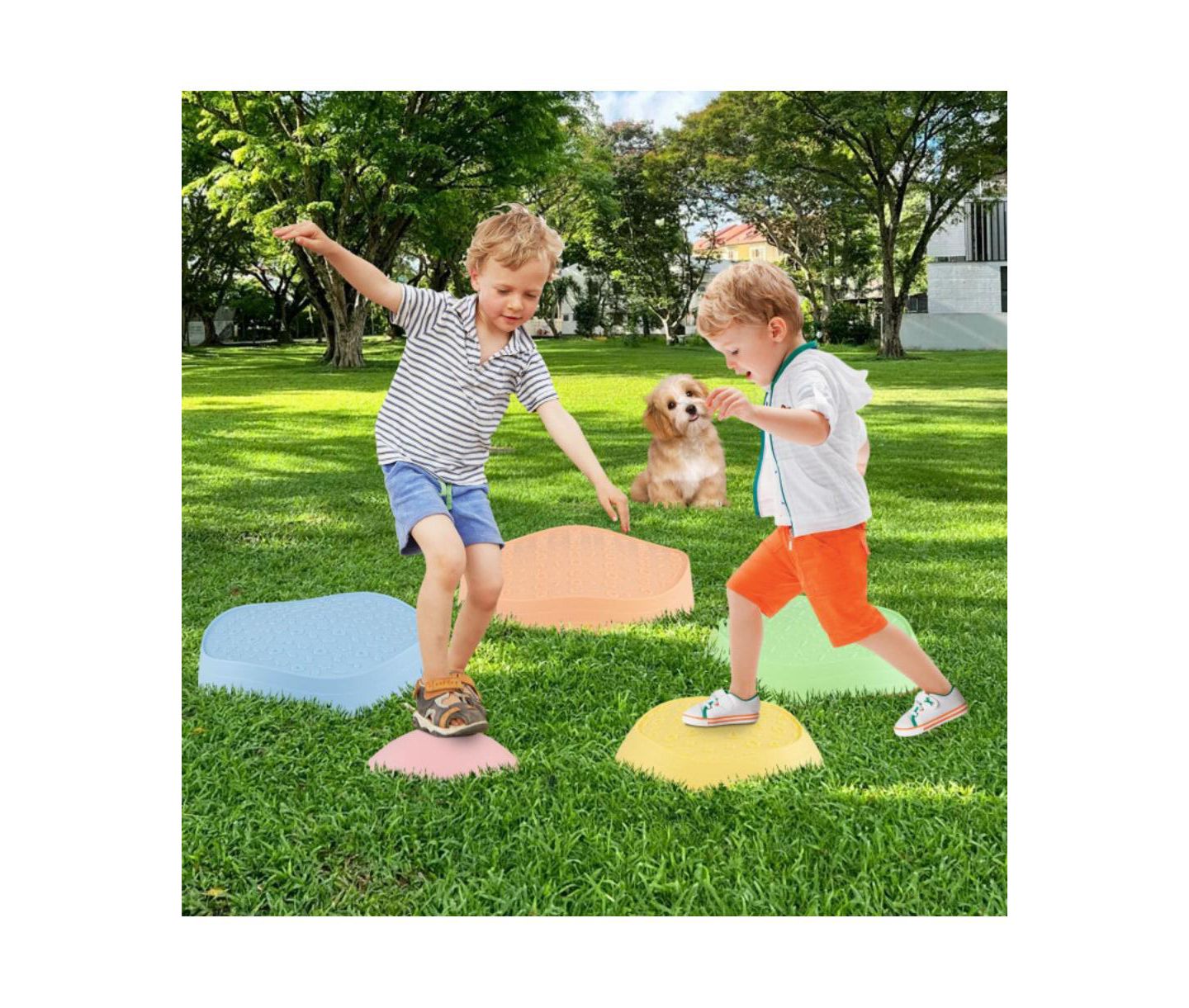 Детские игрушки HONGGE Stackable Non-Slip Kids Stepping Stones, 5-Piece Set, Ages 3+, цвет: Синий — фото 4