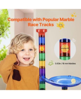 Marble Run Set, 145-Piece STEM Building Track with Glow-in-the-Dark and Glass Marbles for Kids Ages 3