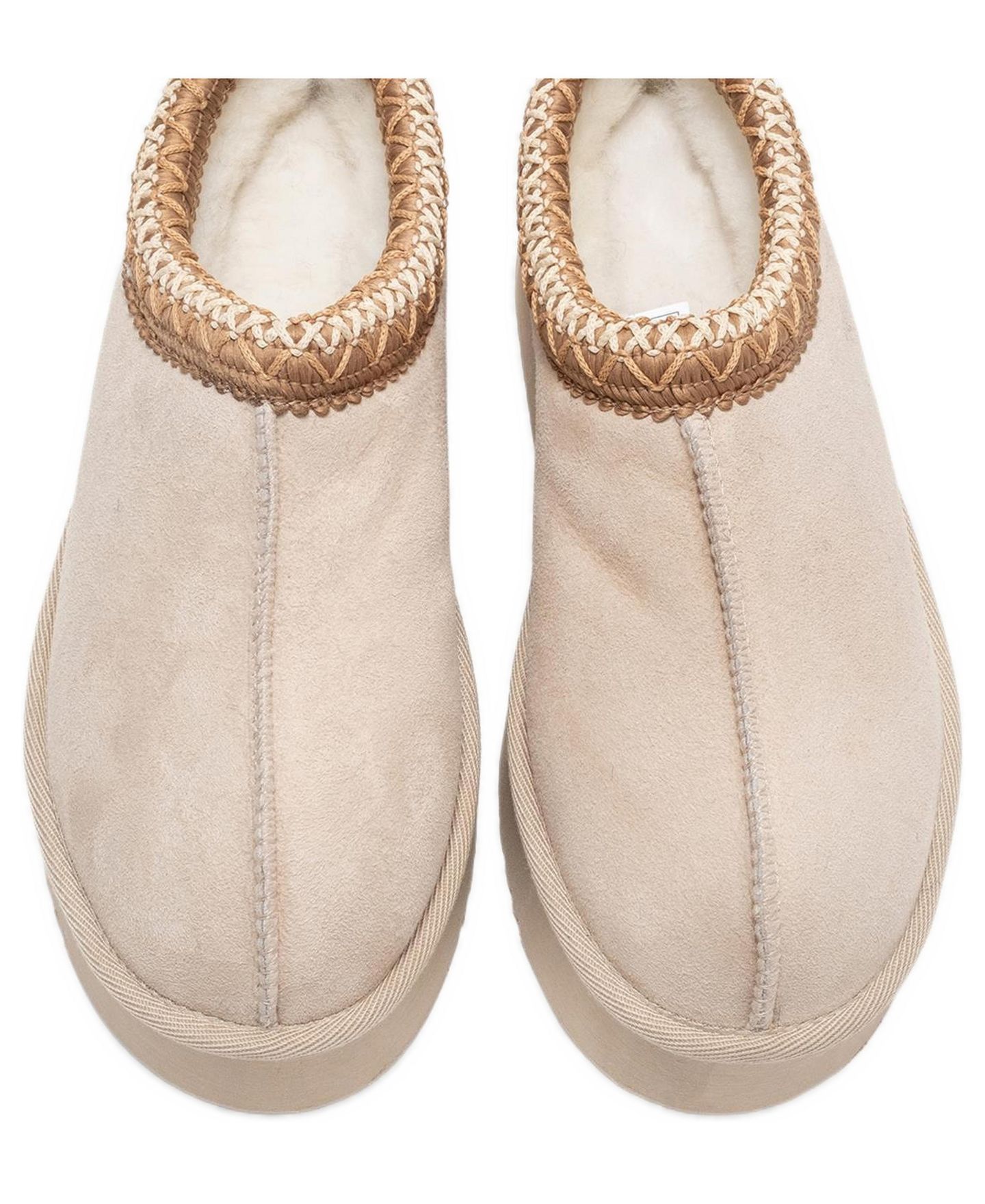Женские тапочки Forever & Always Shoes Avelia Leather Winter Slippers, цвет: Бежевый замшевый кожаный — фото 4