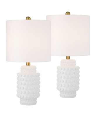 Hobnail 22 1/2" High Small Modern Accent 3-Way Table Lamps Set of 2 White Ceramic Living Room Bedroom Bedside Nightstand
