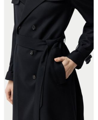 Women's Double Breasted Cashmere Trench Coat Black