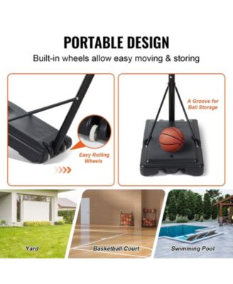 44-Inch Adjustable Basketball Hoop, 4–10 ft Portable Backboard System with Wheels and Fillable Base
