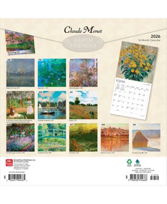 Claude Monet | 2026 12 x 24 Inch (Hanging) Monthly Square Wall Calendar | Foil Stamped Cover | Plastic-Free