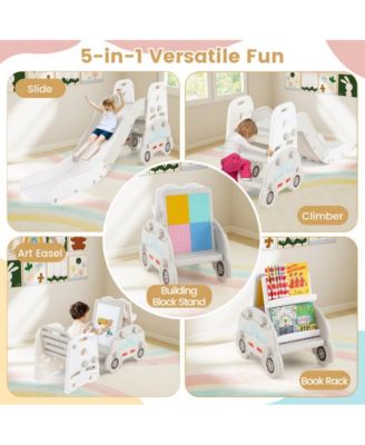 5 in 1 Convertible Toddler Slide and Art Easel Set