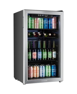 120 Can Beverage Refrigerator Cooler Glass Door Mini Fridge, 3.2 Cu Ft