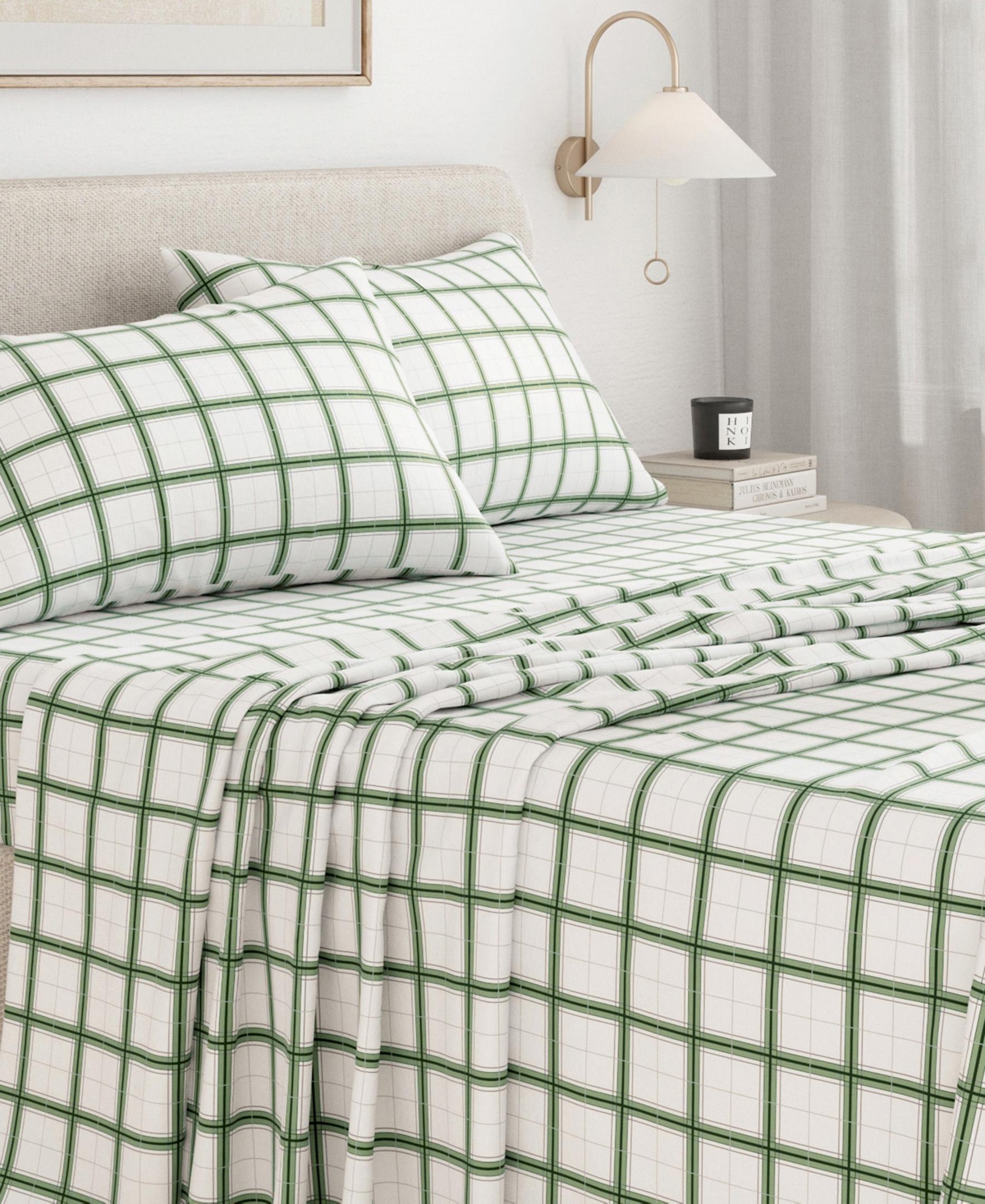 Linery & Co Ultra-Soft Turkish Cotton Plaid Flannel Sheet Set