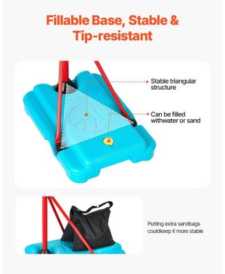 Kids Basketball Hoop, Height-Adjustable Portable Hoop with Fillable Base for Indoor and Outdoor Play
