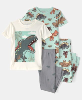 Boys' Toddler 2T-5T Dinosaur Print Top and Pajama Pants, 4-Piece Set