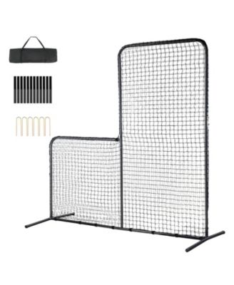 L-Screen Baseball Net, 7x7 ft Safety Pitching Screen with Carry Bag and Stakes, Heavy-Duty Batting Cage Protection Net
