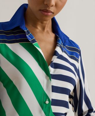 Women's Petite Long-Sleeve Striped Shirt