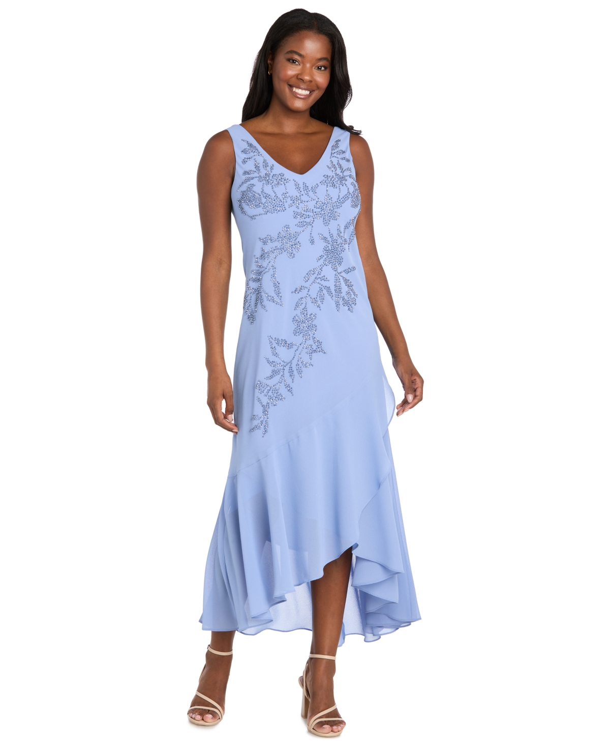 R & M Richards Petite Georgette Tea-Length V-Neck Dress with Removable Jacket