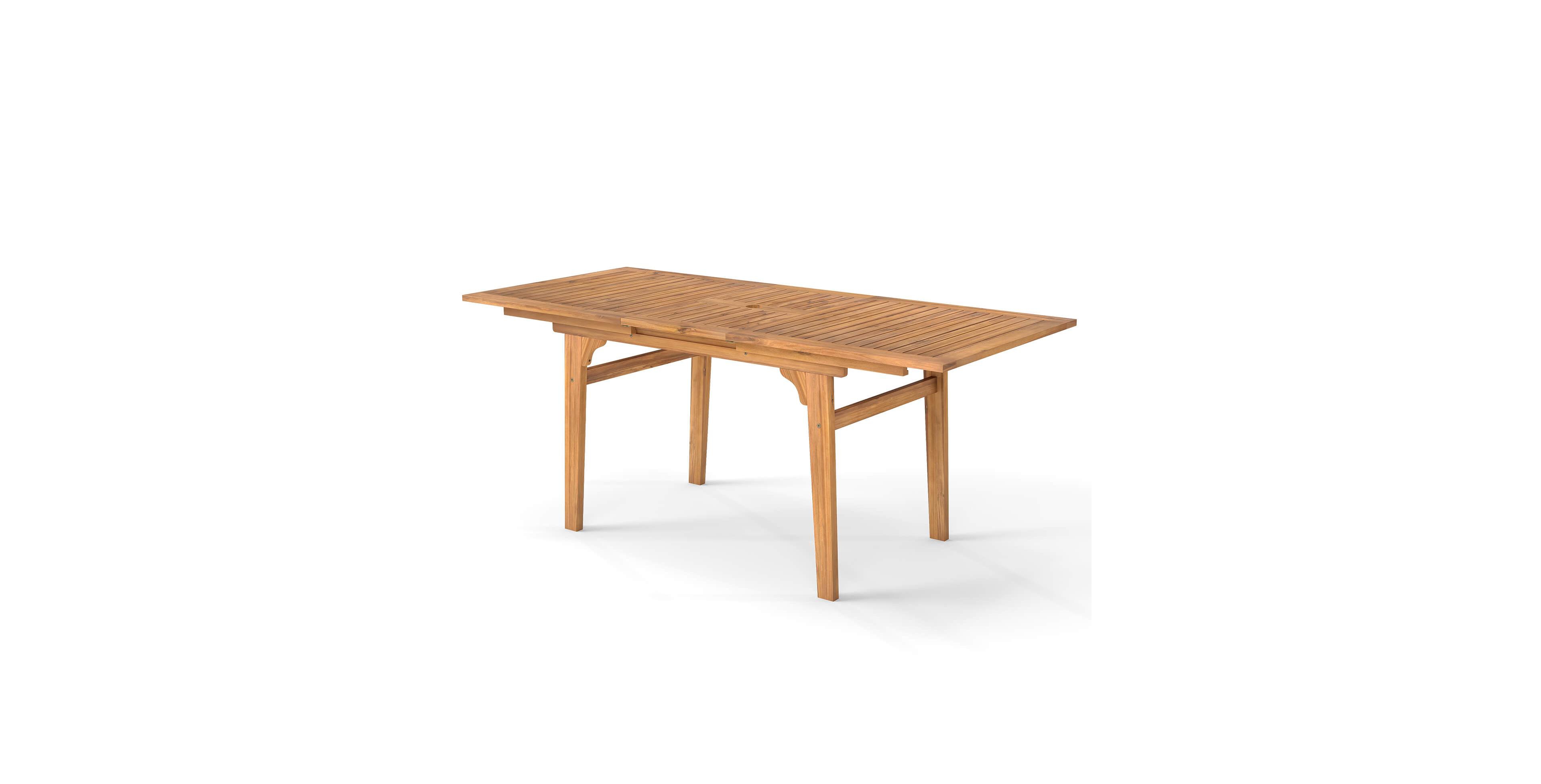 Costway Expandable Outdoor Dining Table 55"-71" Acacia Wood Patio Table for 6-8 Person