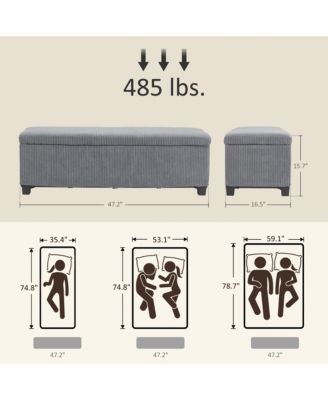 47 Inches Storage Ottoman Bench, Foot Rest with Removable Lid