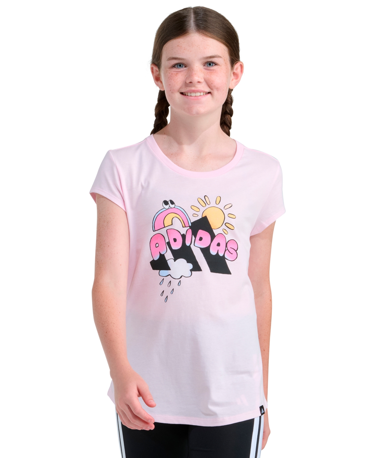 adidas Girls' 8-16 Cap-Sleeve Crewneck T-Shirt