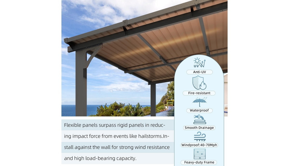 Aecojoy 8' x 5' Wall Mounted Gazebos Pergola