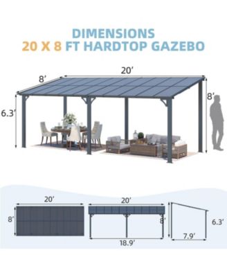 20'x8' Wall Mounted Gazebos Pergola
