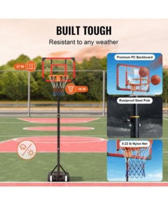 28-Inch Adjustable Basketball Hoop, 5–7 ft Portable Backboard System with Wheels and Fillable Base
