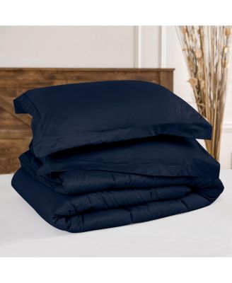 Premium Solid Navy Comforter Set – Soft Dark Blue Microfiber Bedding – 3 Piece Set with 1 Comforter and 2 Pillow Shams - King