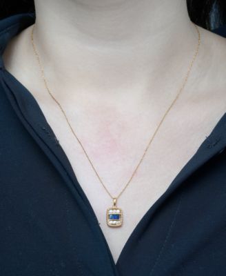 Blue Sapphire (1/4 ct. t.w.) and White Sapphire (1/4 ct. t.w.) Pendant Necklace in 14k Yellow Gold