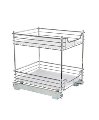 Glidez 14.25" W Steel Pull-Out Storage Organizer, 2-Tier Design, Chrome