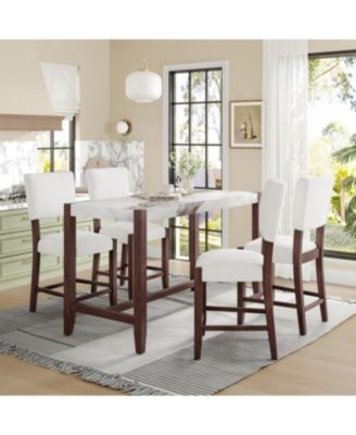 Counter Height Faux Marble Bar Dining Table