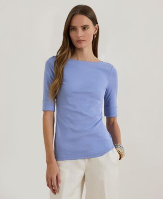 Women's Stretch Cotton Boat Neck T-Shirt 