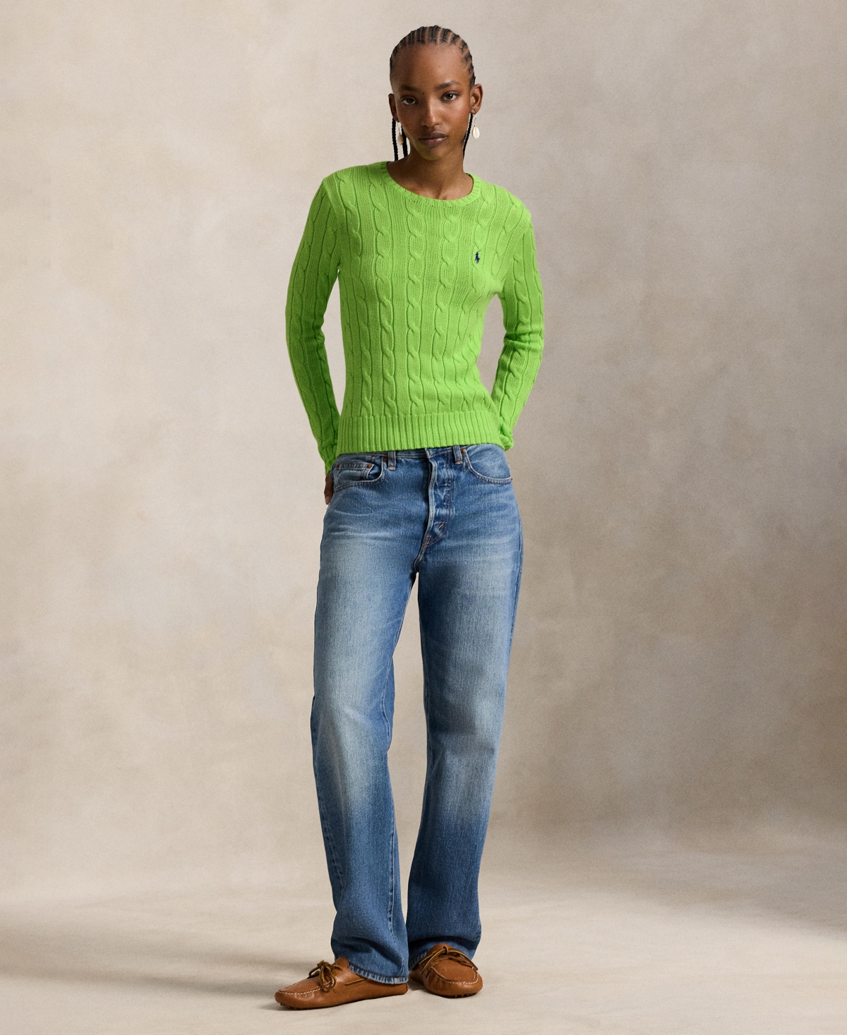Polo Ralph Lauren Women's Cable-Knit Cotton Crewneck Sweater