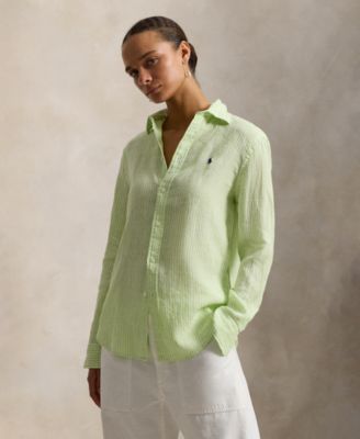 Women's Classic Fit Striped Linen Shirt