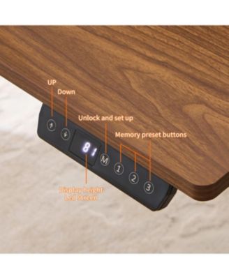 Electric Standing Desk, Adjustable Height, 24x48, Black Frame/Mahogany Top