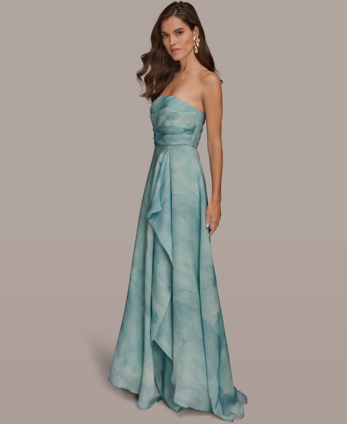 Donna Karan New York Women's Floral Print Strapless Ball Gown