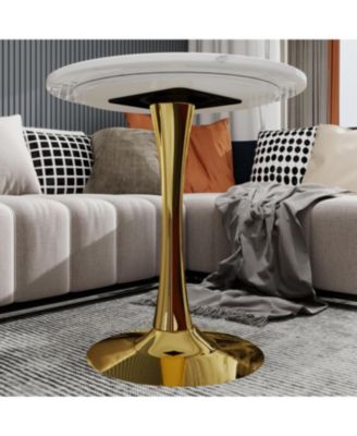 Streamdale Gold 27.6" Mid-Century Modern Dining Table with White Marble Top