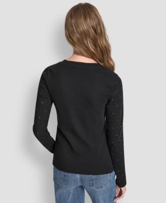 Women's Rhinestone-Embellished Crewneck Sweater